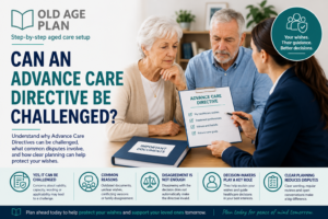 Australian family discussing an Advance Care Directive with a healthcare professional during a future care planning meeting