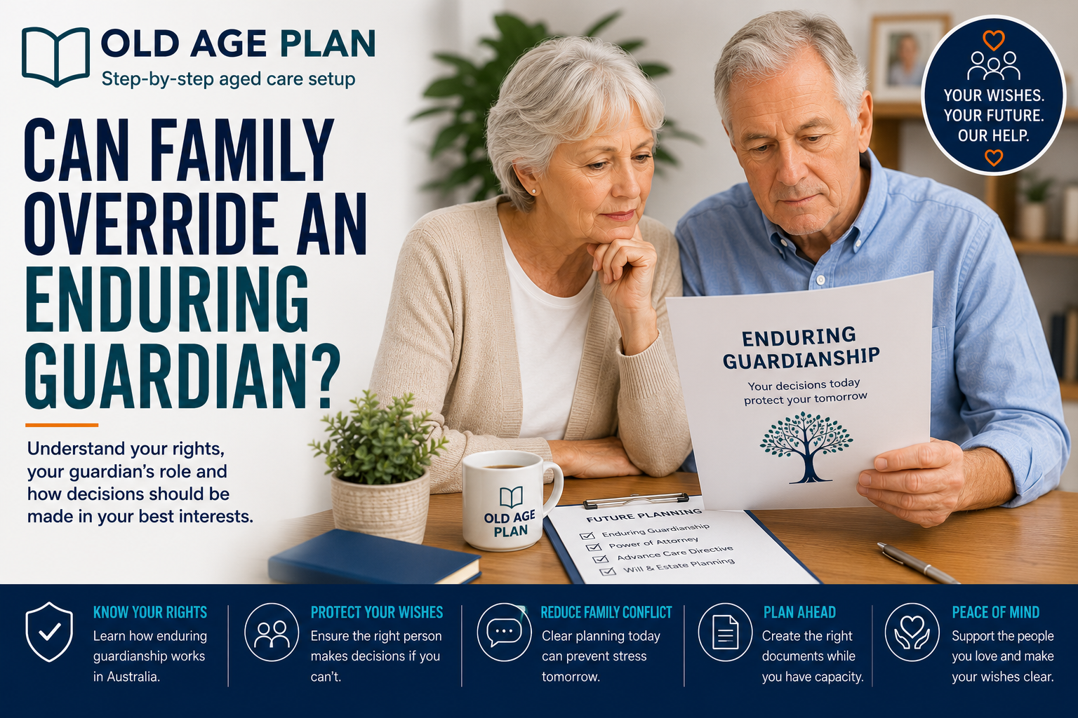 Older Australian family discussing enduring guardianship decisions and future planning documents