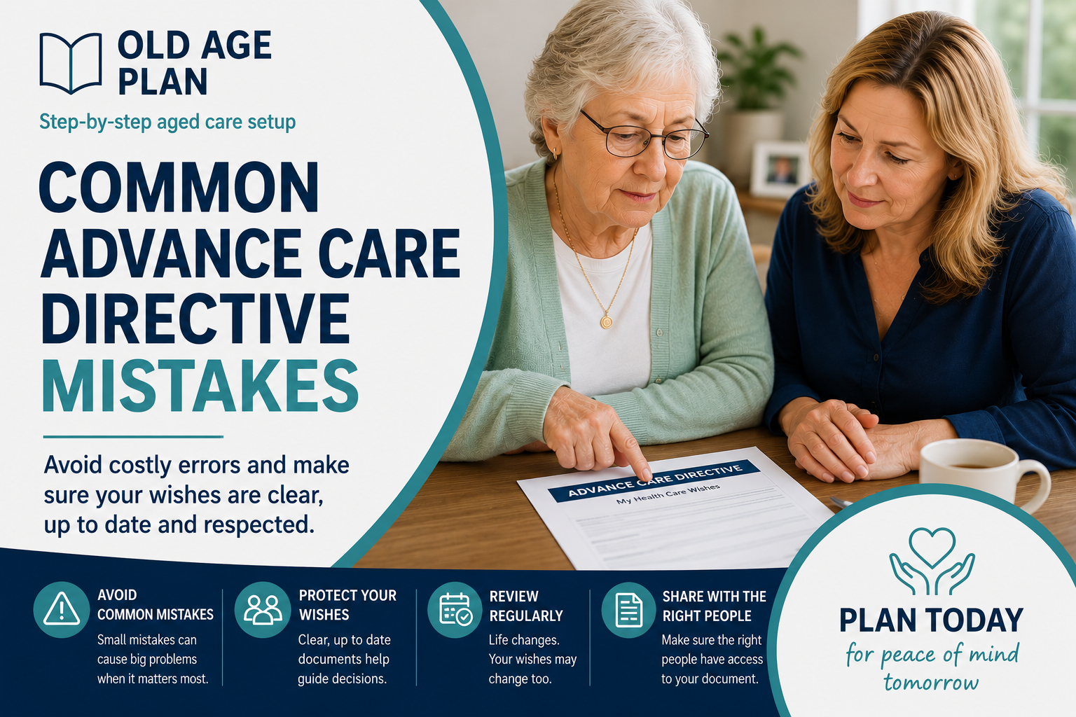 Older Australian woman discussing Advance Care Directive planning mistakes with her daughter