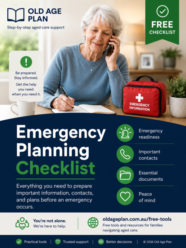 Emergency Planning Checklist Cover Emergency Planning Checklist Cover – Old Age Plan aged care resource