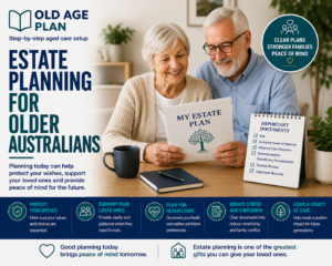 Estate Planning For Older Australians guide explaining Wills, Enduring Power of Attorney, Advance Care Directives, superannuation planning and future care decisions.