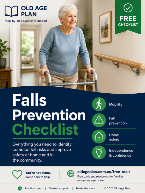 Falls Prevention Checklist Cover – Old Age Plan aged care resource