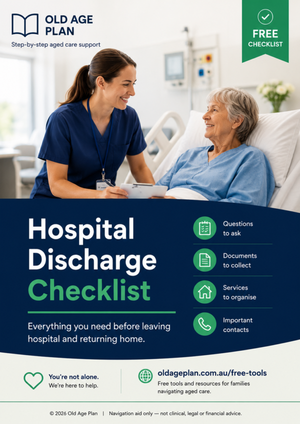 Hospital Discharge Checklist Cover Hospital Discharge Checklist – Free aged care resource from Old Age Plan