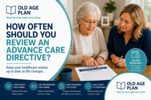 Older Australian woman reviewing an Advance Care Directive with her daughter at a kitchen table