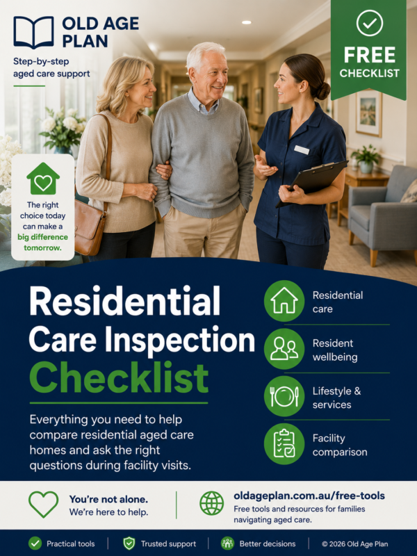 Residential Care Inspection Checklist Cover Residential Care Inspection Checklist Cover – Old Age Plan aged care resource