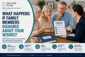 Australian family discussing healthcare wishes and an Advance Care Directive during a difficult decision-making conversation