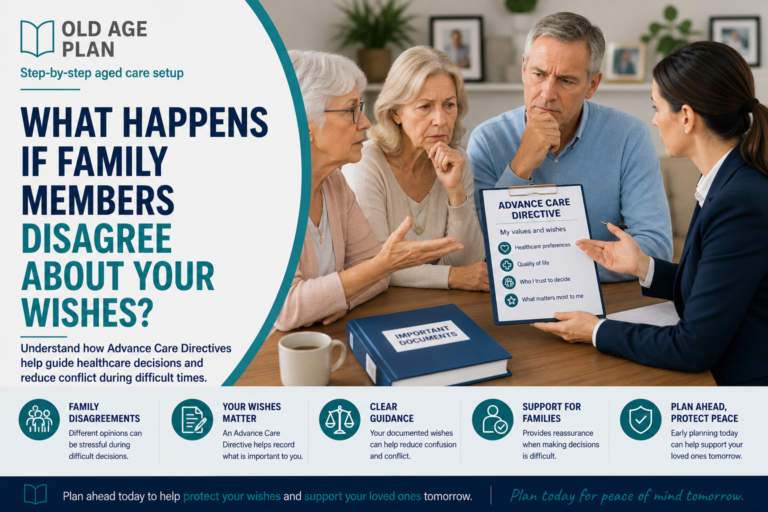 Australian family discussing healthcare wishes and an Advance Care Directive during a difficult decision-making conversation