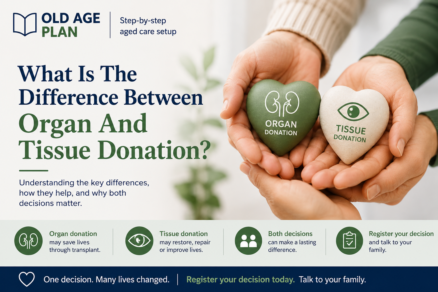 Difference between organ donation and tissue donation explained for Australian families by Old Age Plan