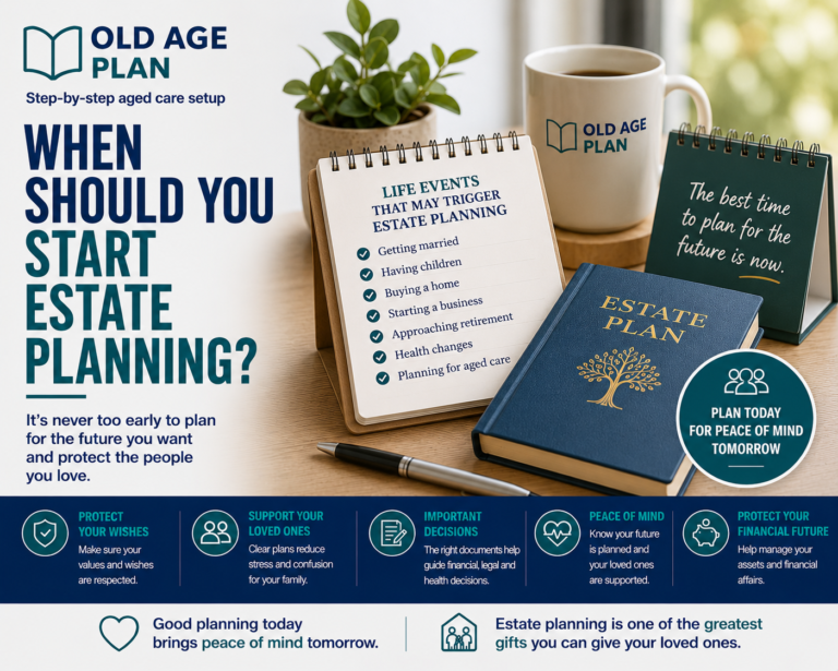 When Should You Start Estate Planning guide explaining major life events that may trigger estate planning, including marriage, children, retirement and aged care planning.