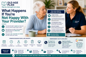 Older Australian discussing concerns with a Support at Home provider during an aged care meeting